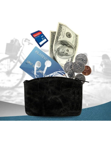 Monedero Grande de Cuero Genuino Nabob para Mujeres Negro 12.7x7.6 cm