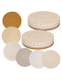 Juego de 12 Trivets Redondos de Algodón ATZNZIK 20.32 cm