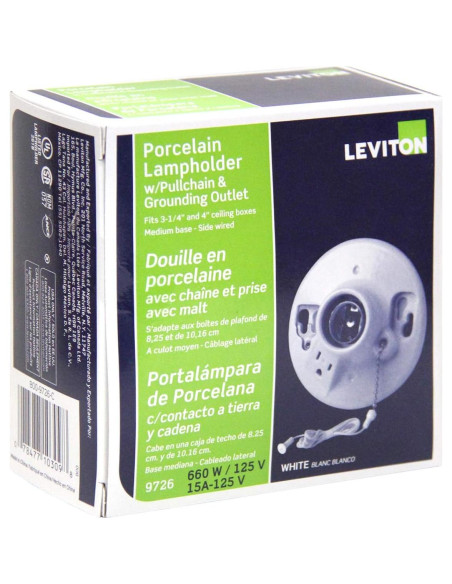 Caja de salida de porcelana Leviton 9726-C incandescente blanca