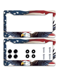 Marco de Placa de Licencia LOISTAVA 2Pcs Águila Americana 31.2x16cm