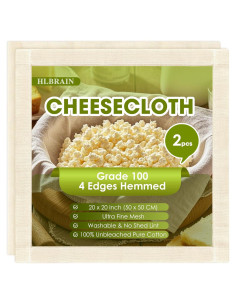 Gasa de Algodón Hlbrain 20x20 cm 2 Pcs Reutilizable Sin Blanquear