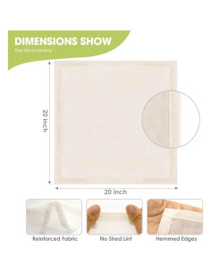 Gasa de Algodón Hlbrain 20x20 cm 2 Pcs Reutilizable Sin Blanquear 2