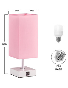 Lámpara de Mesa Táctil Ambimall Rosa con 2 Puertos USB 2
