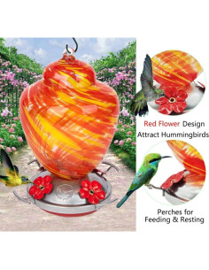 Alimentador de Colibrí REZIPO Vidrio Soplado 1.12L Amarillo 2