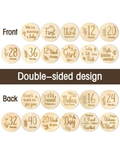 Marcadores de Hitos del Embarazo de Madera Malihome - 13 Discos 2