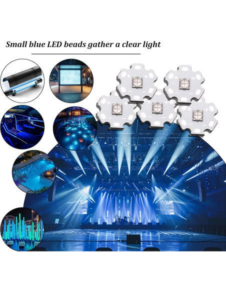 5 Pcs LED Azul 5050 SMD 12W con Placa Aluminio 20mm