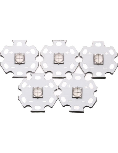 5 Pcs LED Azul 5050 SMD 12W con Placa Aluminio 20mm