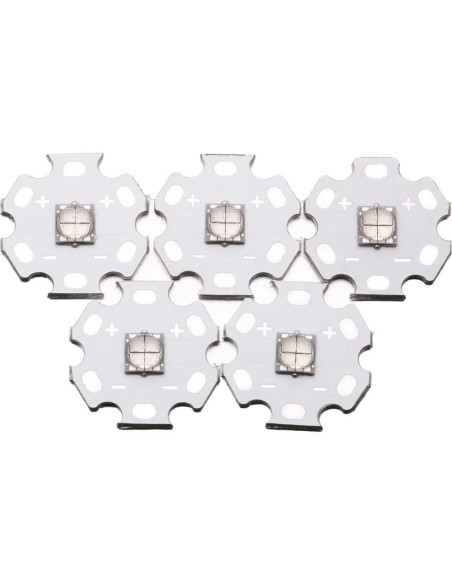 5 Pcs LED Azul 5050 SMD 12W con Placa Aluminio 20mm