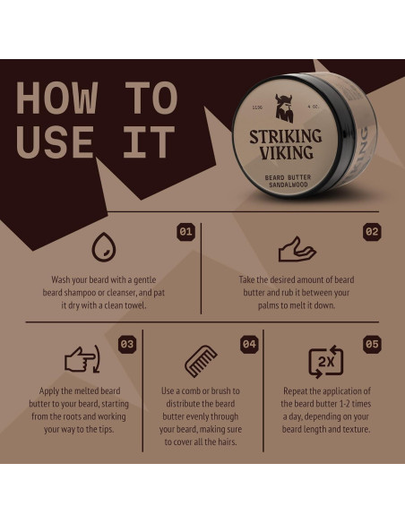 Acondicionador de Barba Striking Viking Sándalo 113g - Hidratante Natural