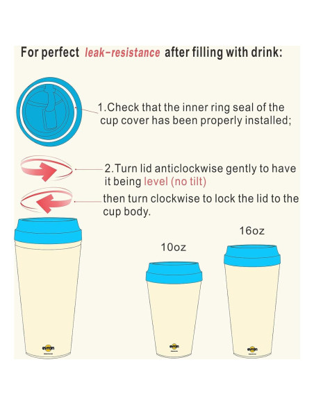 Taza de Viaje Evron Aislada Doble Pared 4 Pack 300ml