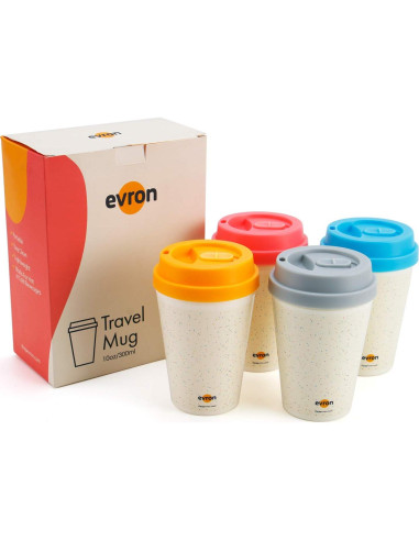 Taza de Viaje Evron Aislada Doble Pared 4 Pack 300ml