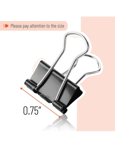 Clips de Encuadernación Mr. Pen, Paquete de 50, Negro, 1.9 cm