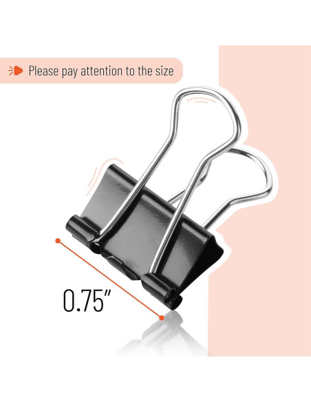 Clips de Encuadernación Mr. Pen, Paquete de 50, Negro, 1.9 cm