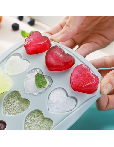 Bandeja de Hielo Silicona BTYMS 21 Cavidades Corazón Azul