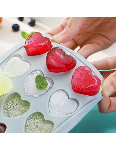 Bandeja de Hielo Silicona BTYMS 21 Cavidades Corazón Azul