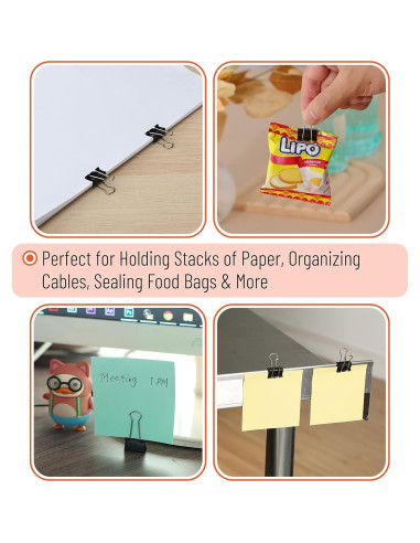 Clips de Encuadernación Mr. Pen, Paquete de 50, Negro, 1.9 cm