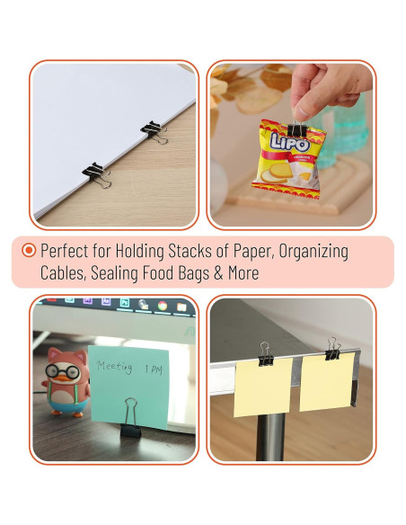 Clips de Encuadernación Mr. Pen, Paquete de 50, Negro, 1.9 cm