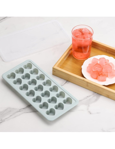 Bandeja de Hielo Silicona BTYMS 21 Cavidades Corazón Azul