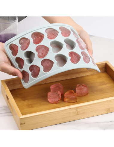 Bandeja de Hielo Silicona BTYMS 21 Cavidades Corazón Azul