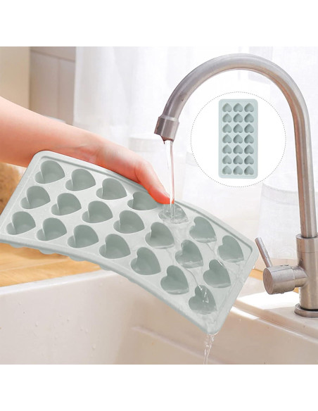 Bandeja de Hielo Silicona BTYMS 21 Cavidades Corazón Azul