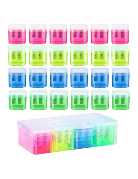24 Sacapuntas Manuales Doble Orificio Hxezoc Colores Variados