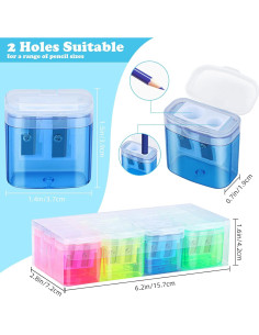 24 Sacapuntas Manuales Doble Orificio Hxezoc Colores Variados 2
