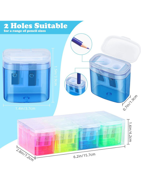 24 Sacapuntas Manuales Doble Orificio Hxezoc Colores Variados