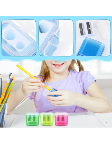 24 Sacapuntas Manuales Doble Orificio Hxezoc Colores Variados