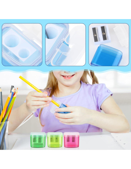 24 Sacapuntas Manuales Doble Orificio Hxezoc Colores Variados