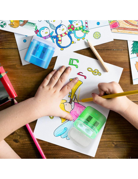 24 Sacapuntas Manuales Doble Orificio Hxezoc Colores Variados