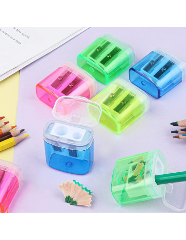 24 Sacapuntas Manuales Doble Orificio Hxezoc Colores Variados