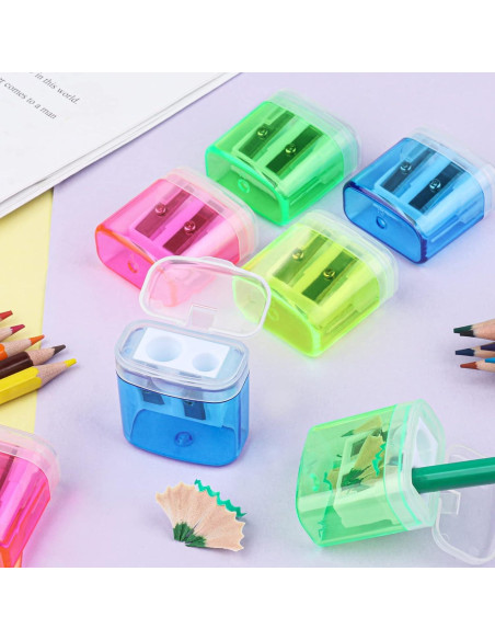 24 Sacapuntas Manuales Doble Orificio Hxezoc Colores Variados