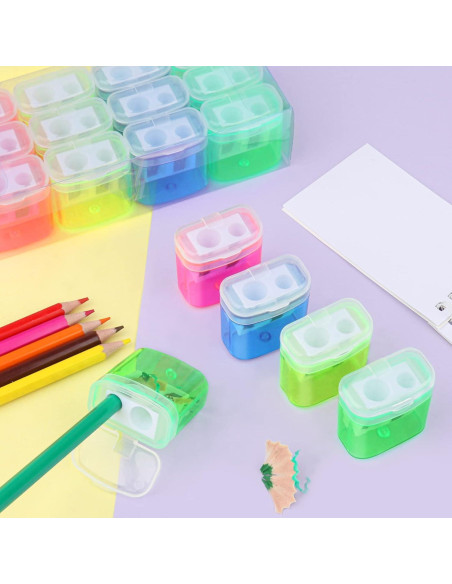 24 Sacapuntas Manuales Doble Orificio Hxezoc Colores Variados