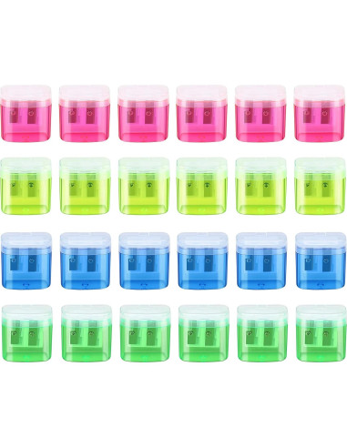 24 Sacapuntas Manuales Doble Orificio Hxezoc Colores Variados