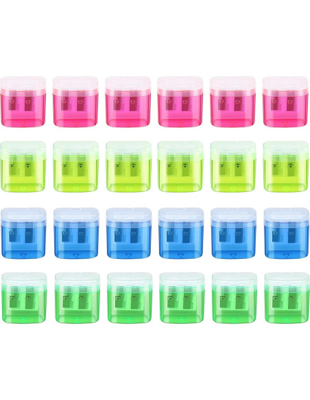 24 Sacapuntas Manuales Doble Orificio Hxezoc Colores Variados