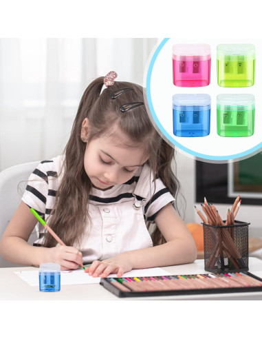 24 Sacapuntas Manuales Doble Orificio Hxezoc Colores Variados