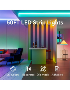 Tira LED RGB CHARKEE 15 m con control remoto 44 teclas 2