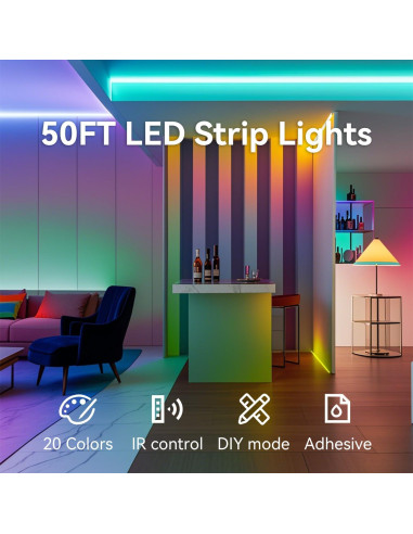 Tira LED RGB CHARKEE 15 m con control remoto 44 teclas