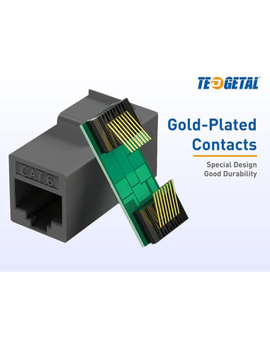 Acoplador Keystone Cat6 RJ45 Tedgetal 10 Unidades Negro