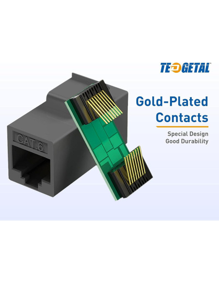 Acoplador Keystone Cat6 RJ45 Tedgetal 10 Unidades Negro