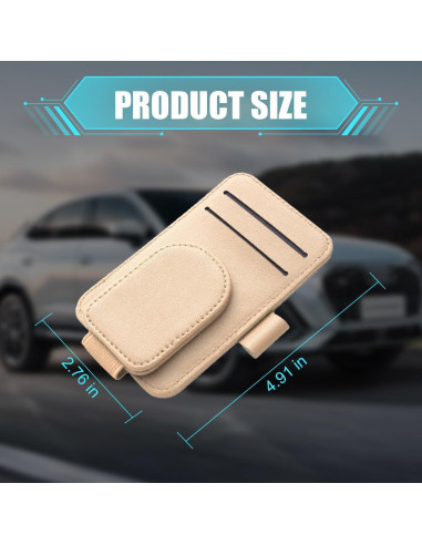 Organizador de Visera de Coche KHGUZ - Soporte Magnético de Cuero Almendra