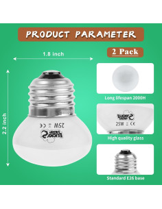 Bombillas de Calor para Reptiles LUCKY HERP 25W Paquete de 2 2