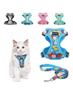 Conjunto Arnés y Correa Halypet XS Floral Azul para Gato