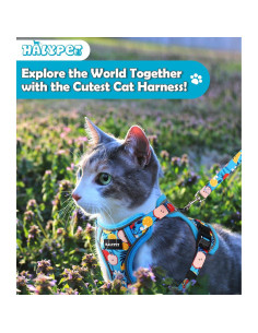Conjunto Arnés y Correa Halypet XS Floral Azul para Gato 2