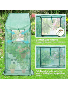 Invernadero Ohuhu 3 Niveles 4 Estantes PE 1.47x0.77x1.95 m 2