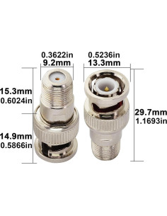 Adaptador Coaxial BNC Macho a Hembra F Boobrie - 2 Piezas 2