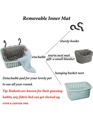 Hamaca para Ratas JWShang Azul, Cesta Colgante Segura 22.1x10.9cm