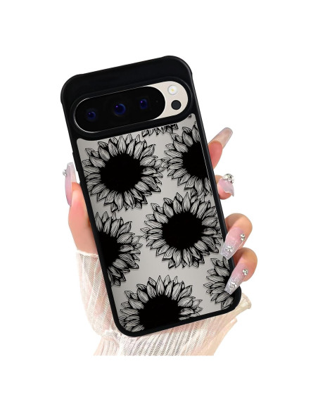 Funda Google Pixel 9 Pro XL Eiyikof Girasol Negra Delgada