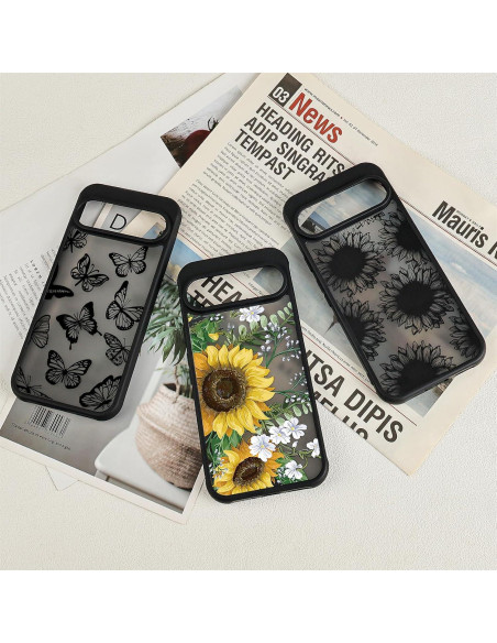 Funda Google Pixel 9 Pro XL Eiyikof Girasol Negra Delgada