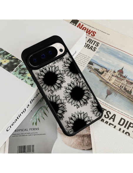 Funda Google Pixel 9 Pro XL Eiyikof Girasol Negra Delgada